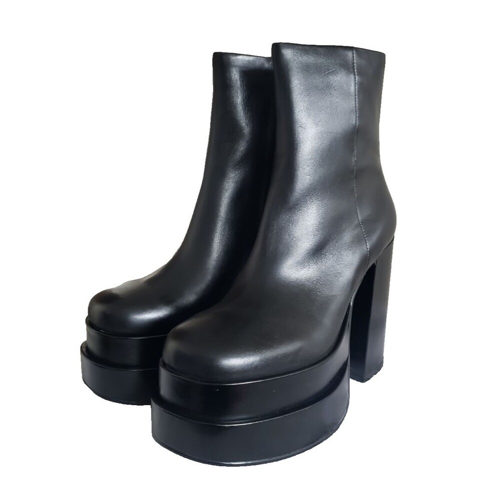 Steve Madden Y2K Cobra Platform Leather Ankle Boots Black Women’s Size 8M